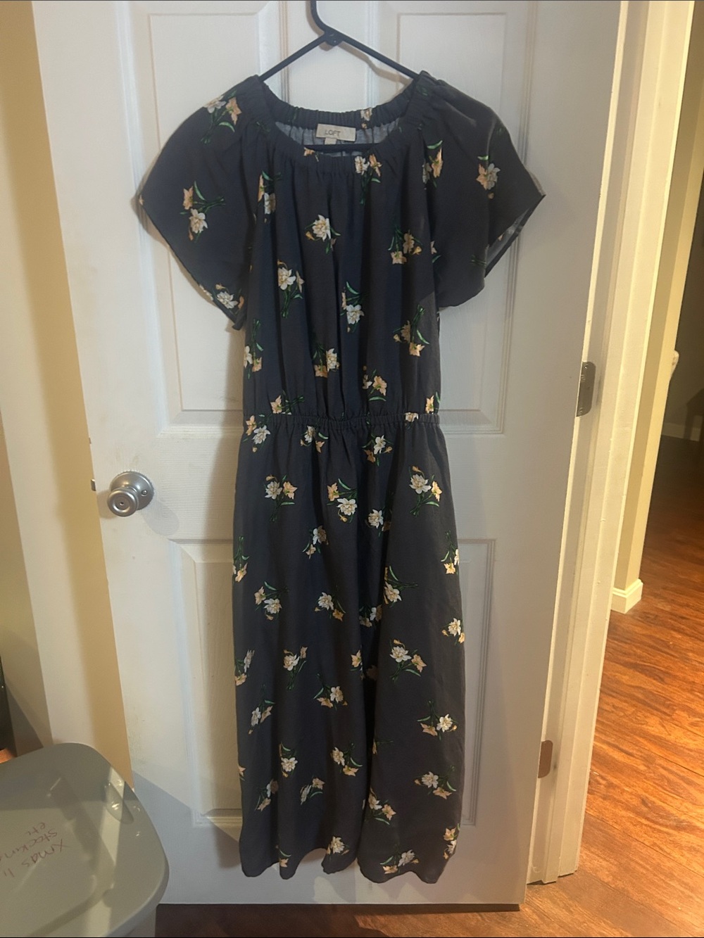 LOFT Navy Floral Midi Dress
